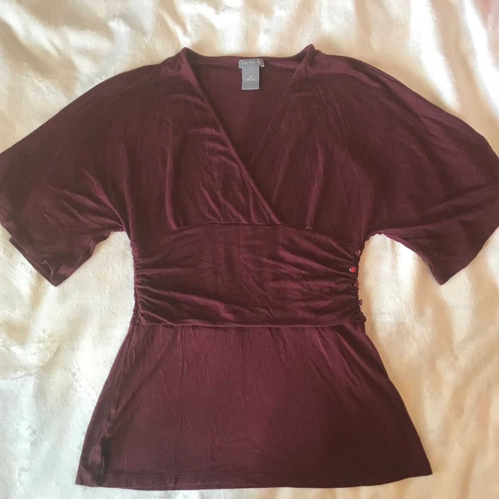 Banded V-neck Ann Taylor blouse